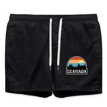 Granada Spanien Flagge Skyline Reisesouvenir - Badeshorts - Schwarz - Vorne - AI Model Male 185 light (185cm)