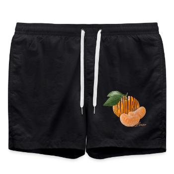 Mandarine Lover – Süße Zitrusfrucht Motiv - Badeshorts - Schwarz - Vorne - AI Model Male 185 light (185cm)