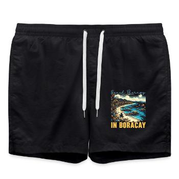 Boracay Philippinen Sommerurlaub Boaracay Beach - Badeshorts - Schwarz - Vorne - AI Model Male 185 light (185cm)