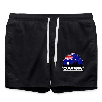 Darwin Australien Flagge Skyline Silhouette Reisen - Badeshorts - Schwarz - Vorne - AI Model Male 185 light (185cm)