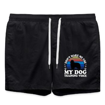 Bärtiger Collie Hundeliebhaber Silhouette Vintage Sonnenuntergang - Badeshorts - Schwarz - Vorne - AI Model Male 185 light (185cm)