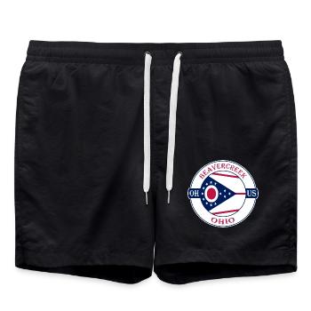 Beavercreek Ohio Flagge USA Reise Souvenir Abzeichen - Badeshorts - Schwarz - Vorne - AI Model Male 185 light (185cm)