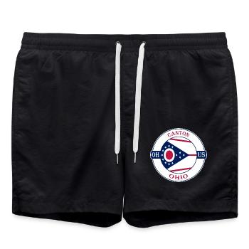 Canton Ohio Flagge USA Reise Souvenir Abzeichen - Badeshorts - Schwarz - Vorne - AI Model Male 185 light (185cm)
