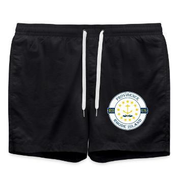 Providence Rhode Island Flagge USA Souvenir Abzeichen - Badeshorts - Schwarz - Vorne - AI Model Male 185 light (185cm)