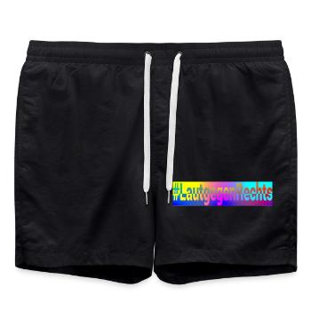 #LautgegenRechts - Badeshorts - Schwarz - Vorne - AI Model Male 185 light (185cm)