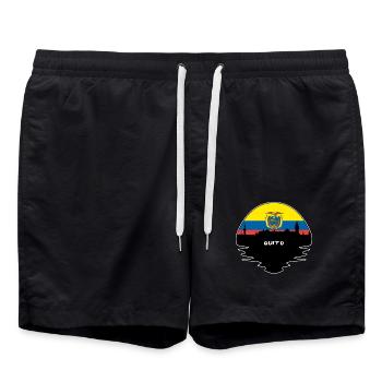 Quito Equador Flagge Skyline Silhouette Reisen - Badeshorts - Schwarz - Vorne - AI Model Male 185 light (185cm)