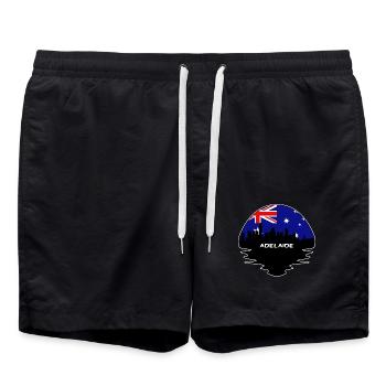 Adelaide Australien Flagge Skyline Silhouette Reisen - Badeshorts - Schwarz - Vorne - AI Model Male 185 light (185cm)