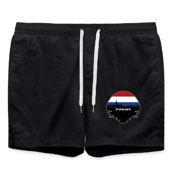 Nijmegen Niederlande Flagge Skyline Silhouette Trave - Badeshorts - Schwarz - Vorne - AI Model Male 185 light (185cm)