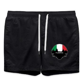 Florenz Italien Flagge Skyline Silhouette Reisen - Badeshorts - Schwarz - Vorne - AI Model Male 185 light (185cm)