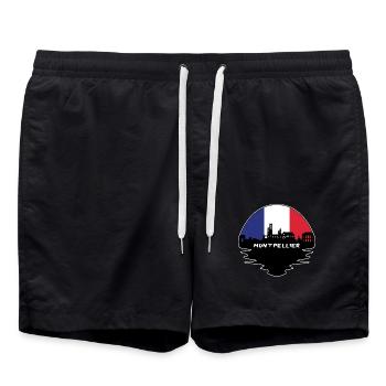 Montpellier Frankreich Flagge Skyline Silhouette Reisen - Badeshorts - Schwarz - Vorne - AI Model Male 185 light (185cm)