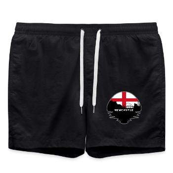 Newcastle England Flagge Skyline Silhouette Reisen - Badeshorts - Schwarz - Vorne - AI Model Male 185 light (185cm)