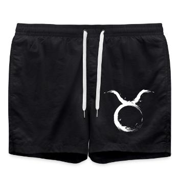 Sternzeichen Stier Taurus Design Symbol Weiß - Badeshorts - Schwarz - Vorne - AI Model Male 185 light (185cm)