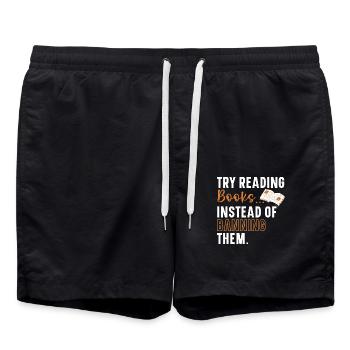Ich lese Bücher, als wäre es mein Job ook Lesen - Badeshorts - Schwarz - Vorne - AI Model Male 185 light (185cm)