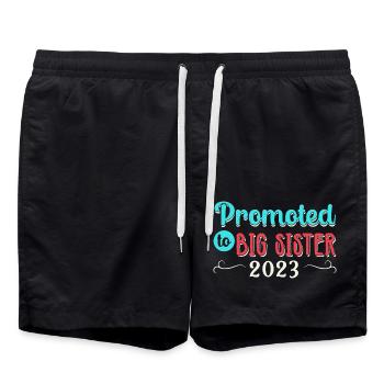 Zur großen Schwester befördert 2023 Große Schweste - Badeshorts - Schwarz - Vorne - AI Model Male 185 light (185cm)