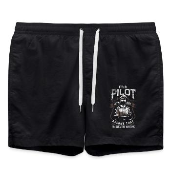 Wagemutiger Flugzeugpilot Cockpit - Badeshorts - Schwarz - Vorne - AI Model Male 185 light (185cm)