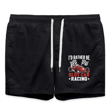 Ich würde lieber Slot Car Racing Track Racing sein - Badeshorts - Schwarz - Vorne - AI Model Male 185 light (185cm)