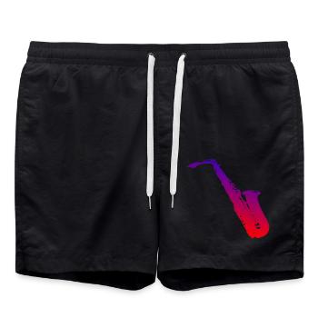 Saxophon - Badeshorts - Schwarz - Vorne - AI Model Male 185 light (185cm)