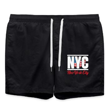 New York USA Amerika New Yorker Empire Stater - Badeshorts - Schwarz - Vorne - AI Model Male 185 light (185cm)