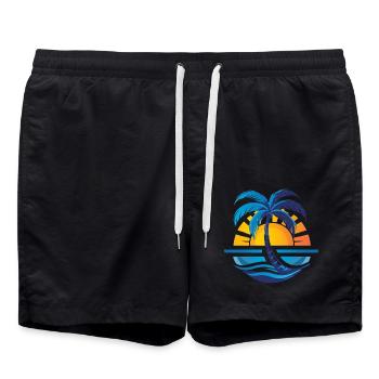 Urlaubszeit - Badeshorts - Schwarz - Vorne - AI Model Male 185 light (185cm)