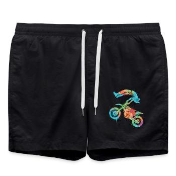 Dirt Biker Motorrad Motocross Jungen Mädchen - Badeshorts - Schwarz - Vorne - AI Model Male 185 light (185cm)