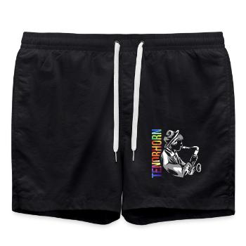 Funkelndes Tenorhorn Blasmusik - Badeshorts - Schwarz - Vorne - AI Model Male 185 light (185cm)