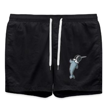 Schneidiger Florettfechter Turnier - Badeshorts - Schwarz - Vorne - AI Model Male 185 light (185cm)