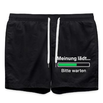 Meinung lädt … Bitte warten – Sarkastisches Shirt - Badeshorts - Schwarz - Vorne - AI Model Male 185 light (185cm)