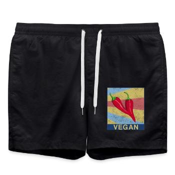 Chilli Nahrung Nahrungsmittel Lecker Essen Gemüse - Badeshorts - Schwarz - Vorne - AI Model Male 185 light (185cm)