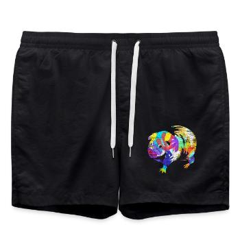 Neugieriges Meerschweinchen Heuhaufen - Badeshorts - Schwarz - Vorne - AI Model Male 185 light (185cm)