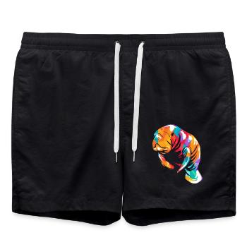 Gemächliche Seekuh Meeresgigant - Badeshorts - Schwarz - Vorne - AI Model Male 185 light (185cm)