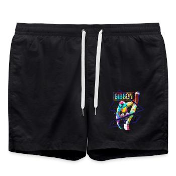 Furchtloser Gibbon Dschungelpfad - Badeshorts - Schwarz - Vorne - AI Model Male 185 light (185cm)
