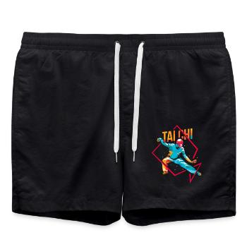 Fokussierte Tai Chi Meisterin - Badeshorts - Schwarz - Vorne - AI Model Male 185 light (185cm)