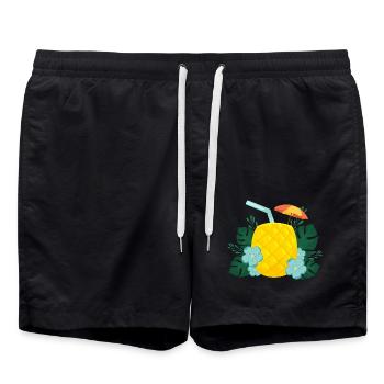 Ananas Drink - Tropischer Cocktail Sommer - Badeshorts - Schwarz - Vorne - AI Model Male 185 light (185cm)
