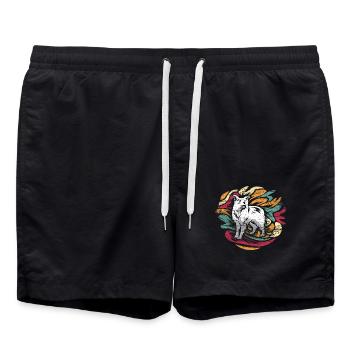 Flinker Border Collie Agilitysport - Badeshorts - Schwarz - Vorne - AI Model Male 185 light (185cm)