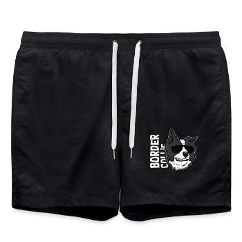 Aufmerksamer Border Collie Hütearbeit - Badeshorts - Schwarz - Vorne - AI Model Male 185 light (185cm)