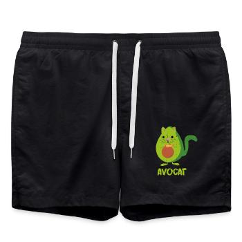 Verschmuste Avocado Samtpfötchen - Badeshorts - Schwarz - Vorne - AI Model Male 185 light (185cm)
