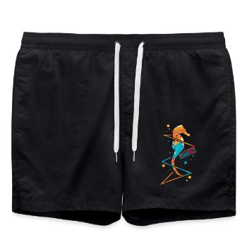 Seepferdchen Seepferd Hippocampus Hippo Polygon - Badeshorts - Schwarz - Vorne - AI Model Male 185 light (185cm)