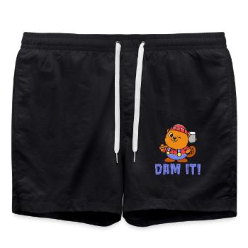 Dam It Wildtier Tier Kanada Nagetier Biberliebhabe - Badeshorts - Schwarz - Vorne - AI Model Male 185 light (185cm)