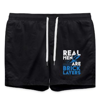 Echte Männer sind Maurer Maurer Beruf Ziegelsteinl - Badeshorts - Schwarz - Vorne - AI Model Male 185 light (185cm)