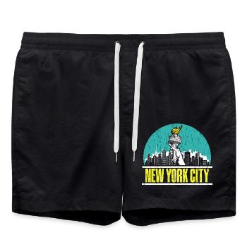 New York USA Amerika New Yorker Empire Stater - Badeshorts - Schwarz - Vorne - AI Model Male 185 light (185cm)