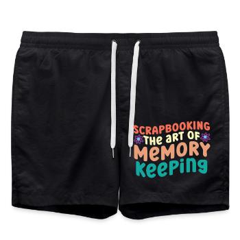 Scrapbooking Die Kunst, Erinnerungen zu bewahren S - Badeshorts - Schwarz - Vorne - AI Model Male 185 light (185cm)
