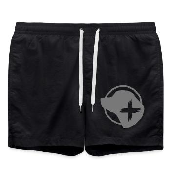 Hund Klein 1-farbig rescue dog small - Badeshorts - Schwarz - Vorne - AI Model Male 185 light (185cm)