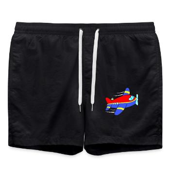 Flugzeug Flieger - Badeshorts - Schwarz - Vorne - AI Model Male 185 light (185cm)