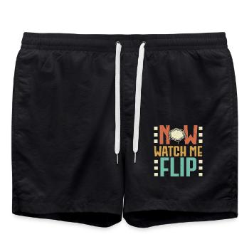 Now Watch Me Flip Trampolining Trampolin - Badeshorts - Schwarz - Vorne - AI Model Male 185 light (185cm)