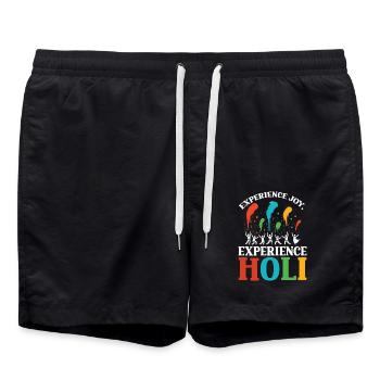 Happy Holi Grüße Hinduismus Indisches Fest - Badeshorts - Schwarz - Vorne - AI Model Male 185 light (185cm)