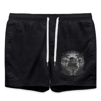 Kreuzfahrtschiff Retro Vintage - Badeshorts - Schwarz - Vorne - AI Model Male 185 light (185cm)