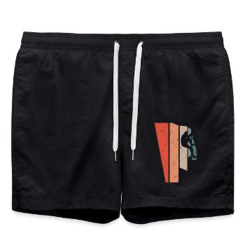 Kletterer Vintage Berge Klettern Bouldern - Badeshorts - Schwarz - Vorne - AI Model Male 185 light (185cm)