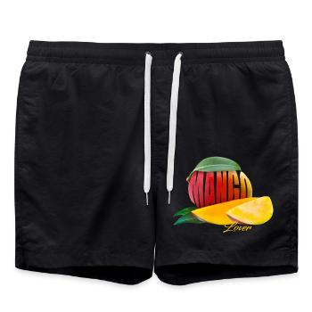 Mango Lover – Tropische Frucht Sommer Motiv - Badeshorts - Schwarz - Vorne - AI Model Male 185 light (185cm)