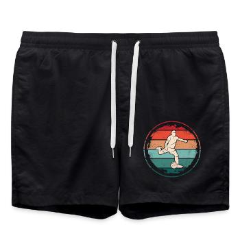 Fußballer Fußballtrainer Retro Fußballspieler - Badeshorts - Schwarz - Vorne - AI Model Male 185 light (185cm)