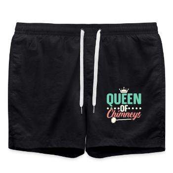 Königin der Schornsteine Job Beruf Schornsteinfege - Badeshorts - Schwarz - Vorne - AI Model Male 185 light (185cm)